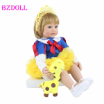 BZDOLL 60 cm silikoonist Reborn Girl Nukk blondide juustega Vin&uuml;&uuml;l V&auml;ikelapse Printsessi Beebidele Realistlik tippkollektsiooniga kleit-m&auml;nguasi 60cm Doll, Blue eyes