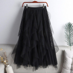 Qoothi ​​suvine pikk maxi seelik naiste FCute k&otilde;rge v&ouml;&ouml;kohaga plisseeritud Kawaii t&uuml;ll seelik v&otilde;rkmarli QT1240 One Size