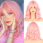 MERISIHAIR 14-tollised Cosplay parukad s&uuml;nteetilisest kiust Wave Bob parukad naturaalse juuksepiiriga lillad roosad sinised parukad naistele 97C-203C