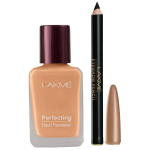 Lakm&eacute; kulmupliiats, must, 1,2 g ja Lakme Perfecting vedel jumestuskreem, Shell, 27 ml