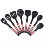 8TK / KOMPLEKT Punane Kodu Silikoonist k&ouml;&ouml;gin&otilde;ude komplekt Keedulabidas Lusikas K&ouml;&ouml;gin&otilde;ud Must K&otilde;rget temperatuuri taluv k&ouml;&ouml;gitarvikud T&ouml;&ouml;riistad must