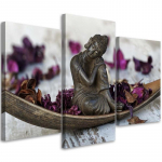 Kolmeosalise pildiga l&otilde;uendiprint Buddha Zen Flowers Purple 60x40 hall v&auml;rv