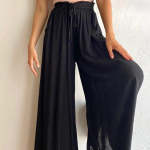 Naiste vabaaja laia s&auml;&auml;rega p&uuml;ksid, suvemood, elastsed v&ouml;&ouml;kohaga p&uuml;ksid, naiste aprikoos k&otilde;rge v&ouml;&ouml;kohaga kottis p&uuml;ksid naistele elegantsed 25997 S must