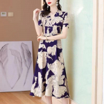 WTEMPO naiste suvekleit vabaaja temperamendiga v&ouml;&ouml;kohani hakitud seelik &otilde;ues, mood hingav &otilde;huke seest pikk kleit M sinine