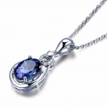 Moodne kaelakee 925 sterlingh&otilde;bedast ehted, safiirist smaragdist v&auml;&auml;riskivist ripatsitarvikud naistele pulmakihlus sinine