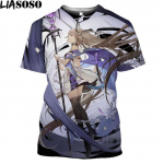Arknightsi vintage T-s&auml;rk Meeste Anime Cosplay Arknights Graafiline T-s&auml;rk, vaba kaelusega Kawaii riided Suvised l&uuml;hikeste varrukatega suures suuruses topid XXS