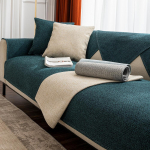 Puuvillane ja linane diivanikate Four Seasons universaalne elutoa paksendav libisemiskindel diivanipadja kate m&ouml;&ouml;bli tolmukate 110x180cm 1pcs tumeroheline v&auml;rv