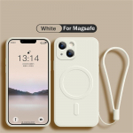 Randmepaela silikoonist telefoni&uuml;mbris iPhone 13 14 Pro Max 12 11 X XR XS 7 8 Plus SE jaoks magnetilise juhtmevaba laadimiskatte jaoks iPhone 14 Pro Max valge