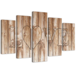 Viieosalise pildiga l&otilde;uenditr&uuml;kk Love Inscription Boards Brown 100x70 pruun