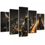 Viieosalise pildiga l&otilde;uendiprint Dubai City by Night 100x70 hall v&auml;rv