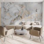 Kunstitapeet Kuldne marmor Tapeet Valge hall Suits Lihtne Peel and Stick Mural elutuppa, Magamistoa, Kontori kodukaunistusega tapeet 200 cm(W) x 140 cm(H)