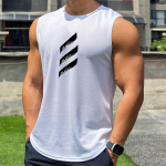 Quick Dry Kulturismi Tankid Meeste Suvine Varrukateta S&auml;rk Meeste J&otilde;usaali Fitness Singlet Stringer Treeningriietus M valge