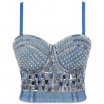 2024. aasta moe luksuslik &uuml;mbrisega naiste vest Crystal suures suuruses rinnahoidja Camisole vest Rhinestone Diamonds Top naiste seksikas l&auml;ikivate teemantidega &ouml;&ouml;klubi karnevali rinnahoidja 40