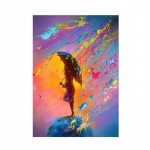 Akvarell vikerkaar vihma armastajate l&otilde;uendimaal Abstraktne grafiti kunst paarid kallistavad seinapilt elutoa sisekujunduseks 21X30cm No Frame