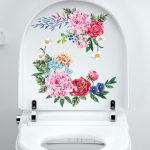Loomingulised roosililled seinamaalingud WC-kleebised Sulgege taburet istmekate Dekoor Isekleepuvad maalid Eemaldatavad PVC-kleebised Vannitoakaunistuse kleebised J