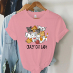 Crazy Cat Lady Graafilised T-s&auml;rgid Naiste multifilmid Loomade mood l&uuml;hikeste varrukatega Y2k top T-s&auml;rgid Naljakad kassid T&auml;navar&otilde;ivad Naiste riided XXL