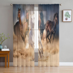 Jooksev hobune Loom L&auml;bipaistvad kardinad Elutoa aken T&uuml;llkardinad Magamistoa K&ouml;&ouml;gi jaoks Kodukaunistus Voile kardinad W135 x H115cm x1