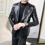 Mehed S&uuml;gisdisain Biker Solid Color Casual Snake Nahkjakk Mantel PU Nahkjakid Mehed Briti Stiilis Meeste Mootorratas Vintage XL