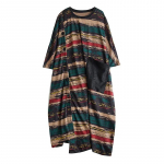 XITAO Ebaregulaarse triibulise Batwing Sleeve Kleit mood ZZ0056 One Size sinine