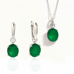 Lihtne disain naturaalne roheline ahhaat uued k&otilde;rvar&otilde;ngad ripats kaelakee komplekt ehted 925 h&otilde;be naiste peened ehted igap&auml;evane kandmine M roheline