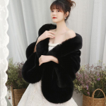 Winter Etole Mariage 160*55 cm Suures suuruses Naine Kunstkarusnahast pruutpaber varastas sooja karva pulmakeebid Pruudi valged sallid must