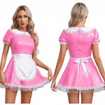 Naisteteenijate Cosplay Prantsuse neiu kost&uuml;&uuml;m Lateksist A-jooneline minikleit Karnevaliteemaline peokost&uuml;&uuml;m p&otilde;llega 3XL