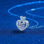 S&uuml;damekujuline 1 kat moissanite teemant ripats kaelakee 100% S925 h&otilde;bedane naise s&auml;delev pulmapeo moissanite ehted 1ct