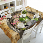 Triibuline valge lilleline laudlina, ruuduline roos, veekindel paks ristk&uuml;likukujuline ja &uuml;mmargune laudlina pulmadeks 40 X 40CM