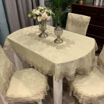 Ovaalne laudlina Satiin Tikitud Volditud Teelaud Euroopa S&ouml;&ouml;gilaua kate Laudlina Laua Pitsikunst Tolmukate Toolikate 130X175cm Oval