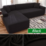 Diivani kate elutoale Paks elastne polaarfliis L-kujuline nurgadiivani kate diivanile, pikali 1 Seater 90-130cm must