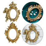 2x Vintage Photo Resin Golden Dekoratiivne Ovaalne Barokk Kodukaunistus