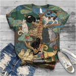 Vintage naiste 3D prindiga T-s&auml;rk Multikas Kassipoeg Harajuku Riided Vabaaja l&uuml;hikeste varrukatega T-s&auml;rgid Suvised Naiste Pullover Lahtised t&auml;navar&otilde;ivad S