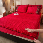 &Otilde;mmeldud flanellist voodilina elastikpaelaga &Uuml;lipehme Soe &Uuml;heinimesevoodi Kaheinimesevoodi jaoks V&auml;ga Paks Higiimav Hingav 150*200CM with pillowcase
