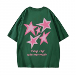 Naiste suvine puhtast puuvillast t-s&auml;rk Vintage Star printiga naiste gooti T-s&auml;rk L&uuml;hikeste varrukatega vabaaja suurte t-s&auml;rgid UNISEX y2k topid M tumesinine v&auml;rv