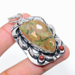 Natural Rainforest Jasper Gemstone 925 Sterling Silver Pendant 2.40 o8i96