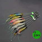 7pcs Luminous Shrimp Soft Lure - Glow in the Dark Fishing Lure with Hooks & Swivels 7pcs/set