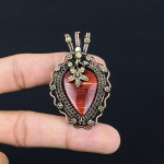 Red River Jaspise v&auml;&auml;riskivist k&auml;sitsi valmistatud puhtast vasest traadist m&auml;hitud pulmaehte ripats 2.56 Inches