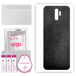 apgo Protective Skin Sticker for the back compatible with Oppo A11, Wrap Film, Foil, Vinyl - Pattern Black Leather