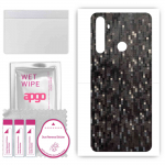 apgo Protective Skin Sticker for the back compatible with Realme 5 Pro, Wrap Film, Foil, Vinyl - Pattern Carbon Black Pixel