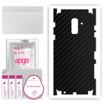 apgo Protective Skin Sticker for the back+sides compatible with Samsung Galaxy A6+ (2018), Full Wrap Film, Foil, Vinyl - Pattern Carbon Black