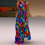 Naiste A-kujuline kleit Maxi pikkade varrukateta Vikerkaare liblikasprintiga s&uuml;gis- ja talvine V-kaelus retro ja elegantse stiiliga XS