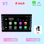 REAKOSOUND 1 Din universaalne 8-tolline Android 12 multimeediumipleier puuteekraan Bluetooth WiFi Carplay autostereo navigatsiooniraadio 2+64+mic