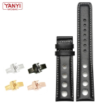 Ehtsast nahast k&auml;ev&otilde;ru Tissot Sports Racing Series PRS516 T91 1853 jaoks, pealmine kiht lehmanahk, kellarihm 20mm Chopini kellarihma jaoks gold buckle black