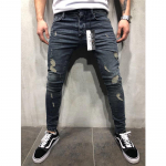 Moodsad Meeste Sirged Denim Auguga P&uuml;ksid Slim Vabaaja Hip Hop Stiilis Teksad 38 sinine