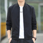 Kevadine ja s&uuml;gisene uus meeste jope jakk Soliidne pesapalli kaelus, t&otilde;mblukk Tuulejope, spordijalgrattamantel M must