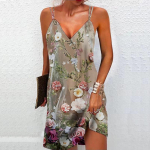 Naiste moekas ja seksikas 3D lilledega Valley tr&uuml;kitud Olkadeta kleit, avar V-kaelusega kamuflaažkleit XS must