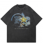 T&auml;navar&otilde;ivad Star Graphic Unisex T-s&auml;rk Puuvillane Pestud Must Ts&auml;rk Unisex Tops T-s&auml;rk Suvine l&uuml;hikeste varrukatega T-s&auml;rk S must