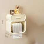 Salvr&auml;tikarbid, seinale paigaldatav rullpaberitoru, paberisahtel, hoiustamine, vannitoa kahekihiline hoiuriiul tualettpaberi hoidja valge