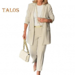 2 tk/komplekt Naiste &uuml;likonna mantlip&uuml;kste komplekt, &uuml;he n&ouml;&ouml;biga rev&auml;&auml;riga pikad varrukad, musta v&auml;rvi k&otilde;rge v&ouml;&ouml;kohaga sirged p&uuml;ksid M beež