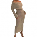 Kootud maksikleit naistele, pikkade varrukatega, l&auml;bikumav, &otilde;&otilde;nes, avatud &otilde;laga, elegantne pikk kleit pidudeks, rannaks S aprikoosi